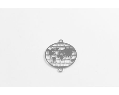 Conector Mapa del Mundo 20 x 16 mm plata de ley 925 por 1 und